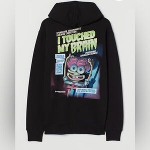 H&M SpongeBob  Hoodie Black Size M “I Touched My Brain”2019 Viacom Collaboration